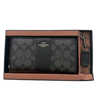 Coach Black and Gray Wallet with Keychain